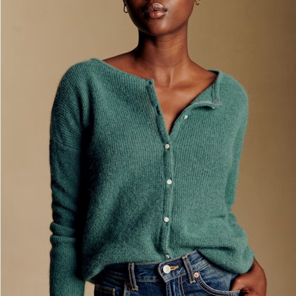 Sezane Teal Gaspard Cardigan